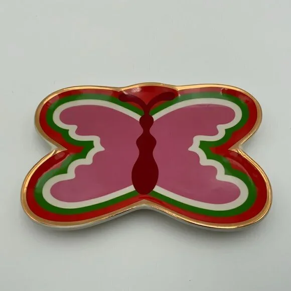 Pink Butterfly With Gold Trim Trinket Tray by Ban.do - Picture 2 of 5